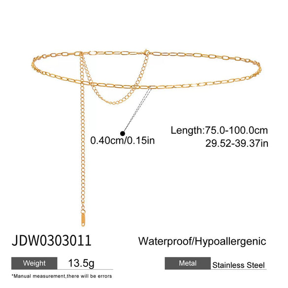 Stainless Steel Metal Women's Waist Chain With Multiple Circles And Lobster Clasp