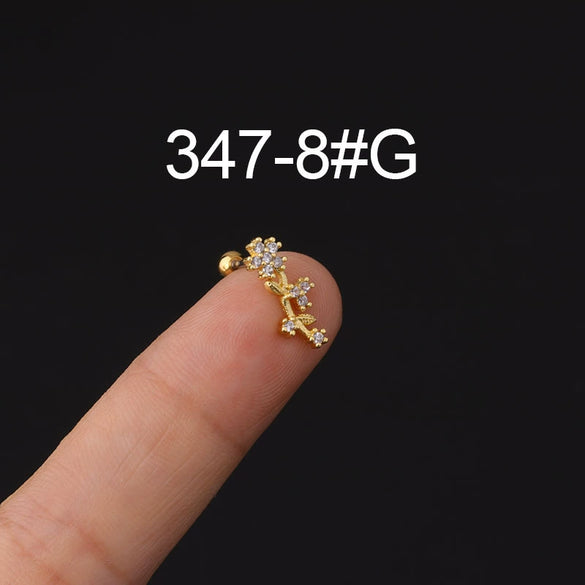 Stainless Steel Microinlaid Zircon Screw Ball Ear Nail Electroplated Fashion Earrings