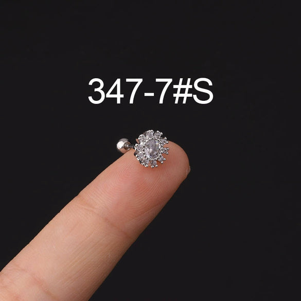 Stainless Steel Microinlaid Zircon Screw Ball Ear Nail Electroplated Fashion Earrings