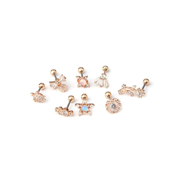 Stainless Steel Microinlaid Zircon Screw Ball Ear Nail Electroplated Fashion Earrings