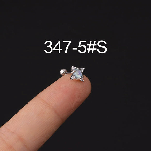 Stainless Steel Microinlaid Zircon Screw Ball Ear Nail Electroplated Fashion Earrings