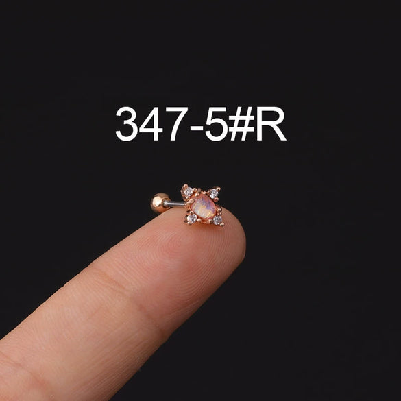 Stainless Steel Microinlaid Zircon Screw Ball Ear Nail Electroplated Fashion Earrings