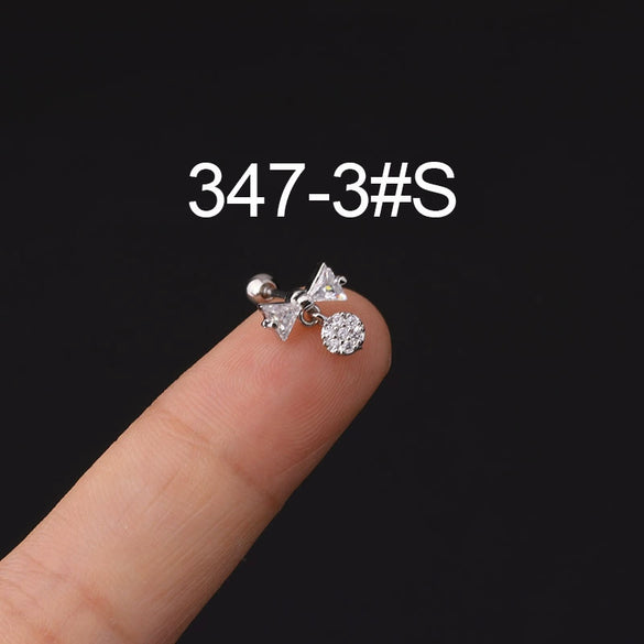Stainless Steel Microinlaid Zircon Screw Ball Ear Nail Electroplated Fashion Earrings