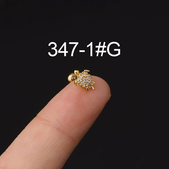 Stainless Steel Microinlaid Zircon Screw Ball Ear Nail Electroplated Fashion Earrings