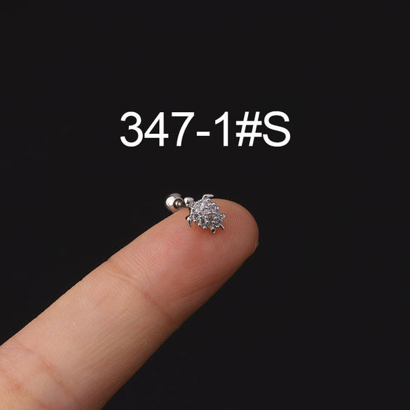 Stainless Steel Microinlaid Zircon Screw Ball Ear Nail Electroplated Fashion Earrings