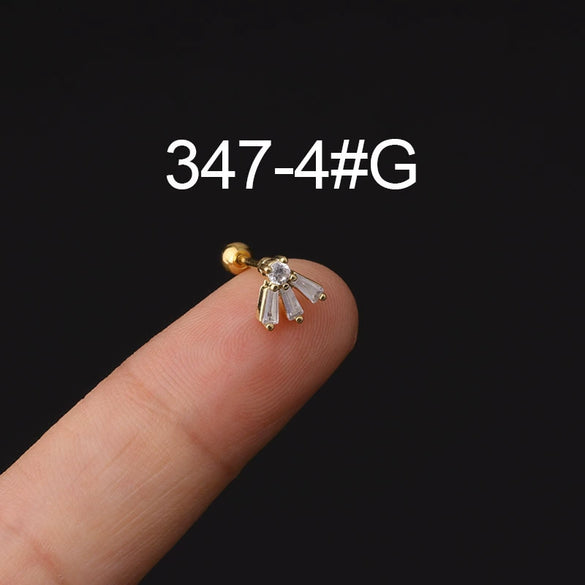 Stainless Steel Microinlaid Zircon Screw Ball Ear Nail Electroplated Fashion Earrings