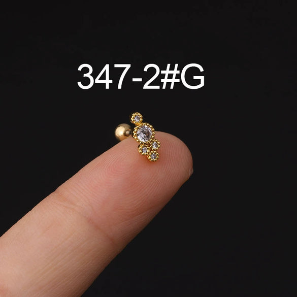 Stainless Steel Microinlaid Zircon Screw Ball Ear Nail Electroplated Fashion Earrings