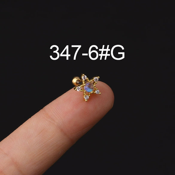 Stainless Steel Microinlaid Zircon Screw Ball Ear Nail Electroplated Fashion Earrings