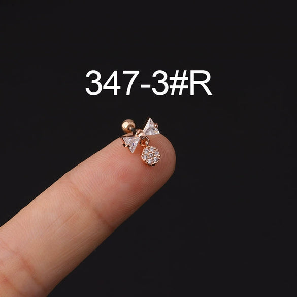 Stainless Steel Microinlaid Zircon Screw Ball Ear Nail Electroplated Fashion Earrings