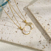 Stainless Steel Micropaved Zircon Moon Pendant Necklace Electroplating Highend Minimalist Women's O Word Chain