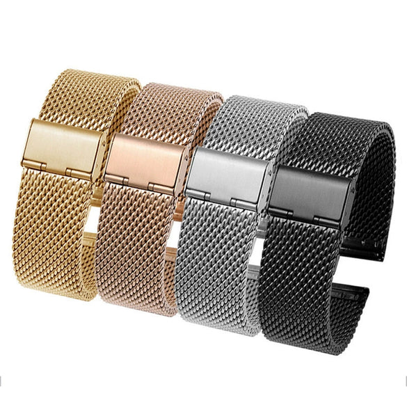 Stainless Steel Milanese Watch Strap With Buckle Geometric Style For Smart Watches