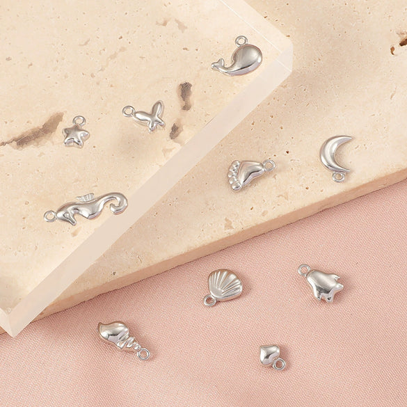 Stainless Steel Mini Electric Throw Pendant Marine Series Shell Whale Cartoon Animal Diy Jewelry Accessories