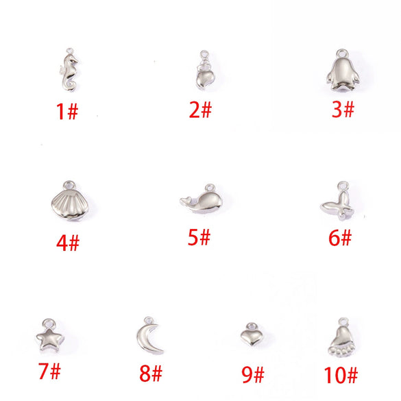 Stainless Steel Mini Electric Throw Pendant Marine Series Shell Whale Cartoon Animal Diy Jewelry Accessories