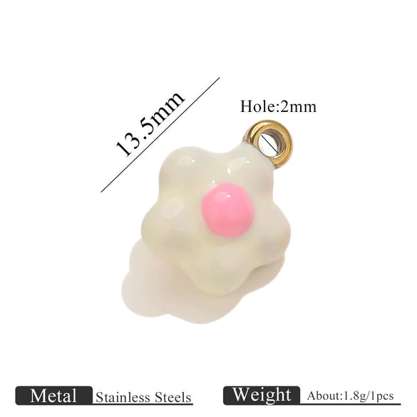 Stainless Steel Mini Poached Egg Pendant Diy Jewelry Accessories With Dripping Oil Design And 18K Vacuum Electroplating