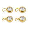Stainless Steel Mini Round Welded Open Ring Diamond Pendant Beaded Jewelry Accessories