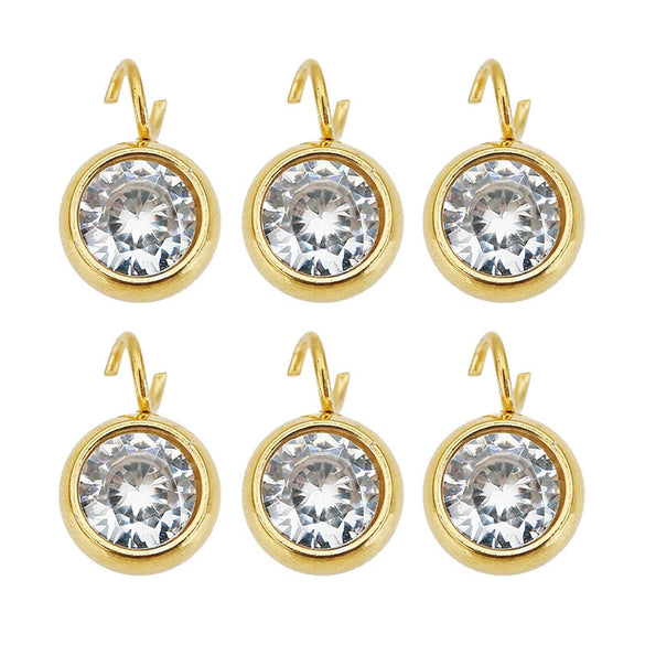Stainless Steel Mini Round Welded Open Ring Diamond Pendant Beaded Jewelry Accessories