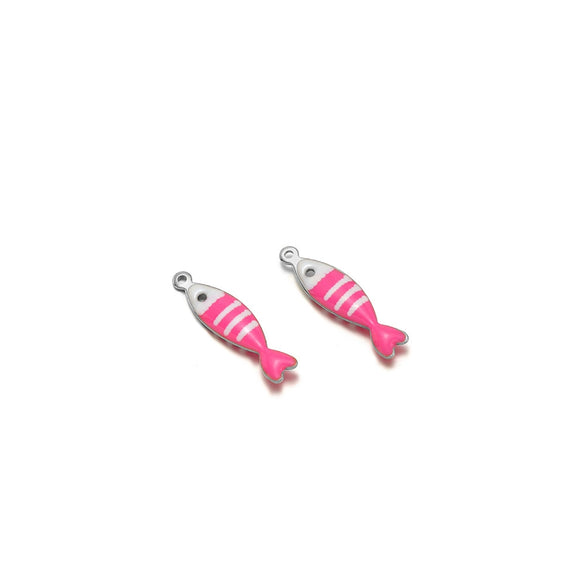 Stainless Steel Minimalist Dripping Oil Small Fish Pendant Necklace Clothing Accessories