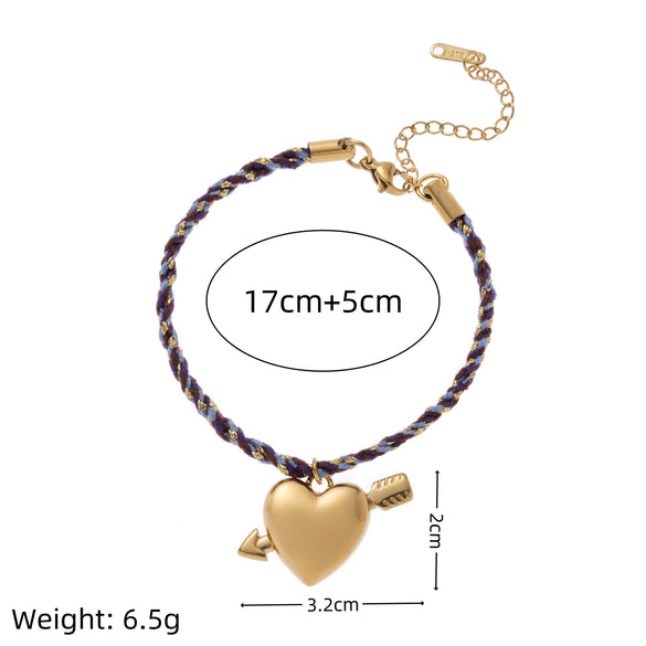 Stainless Steel Minimalist Heart Shape Electroplated Dopamine Bracelet Jewelry For Women