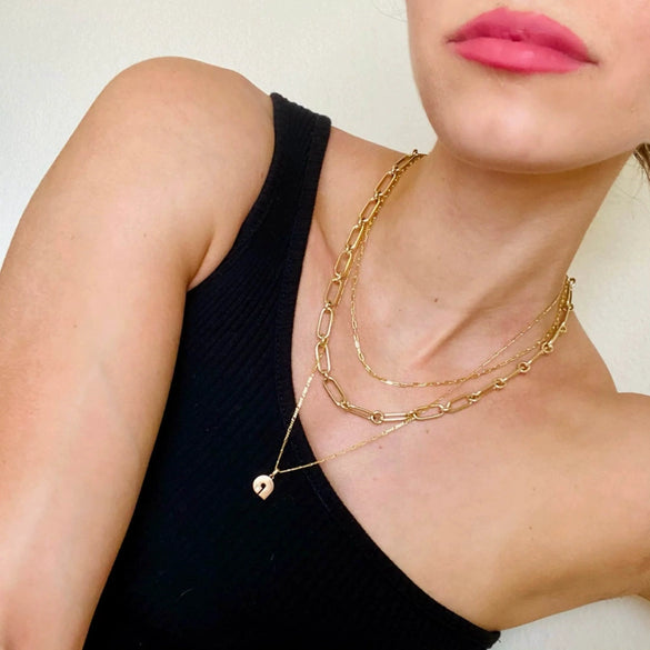 Stainless Steel Minimalist Letter Necklace Pendant With Zircon Inlay And Electroplating Process