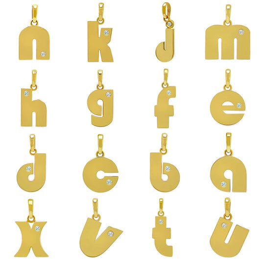Stainless Steel Minimalist Letter Necklace Pendant With Zircon Inlay And Electroplating Process