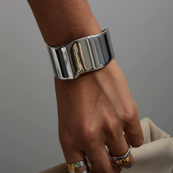 Stainless Steel Minimalist Open Bracelet Electroplating Geometric Jewelry