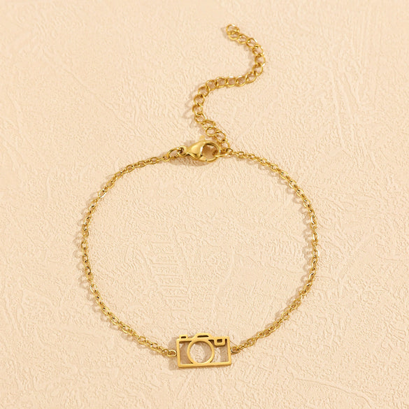Stainless Steel Minimalist Women's Electroplated Real Gold Bracelet