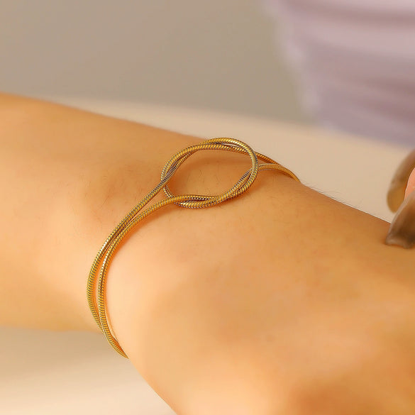 Stainless Steel Minimalist Women's Electroplated Real Gold Bracelet