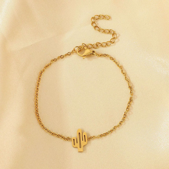 Stainless Steel Minimalist Women's Electroplated Real Gold Bracelet