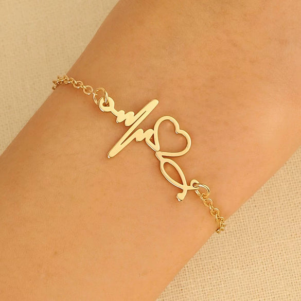 Stainless Steel Minimalist Women's Electroplated Real Gold Bracelet