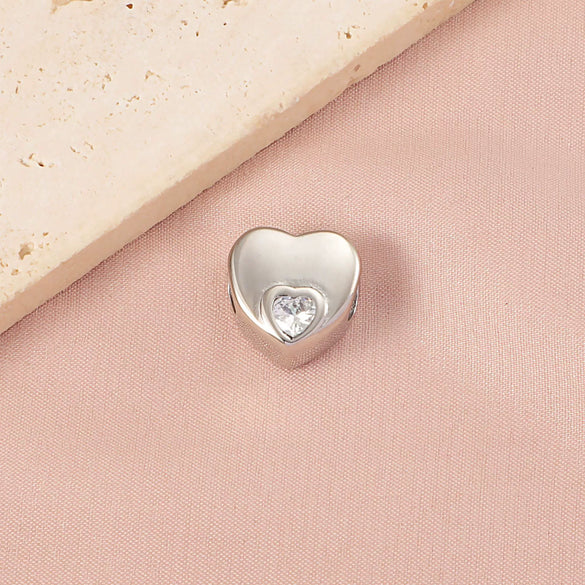 Stainless Steel Mirror Polished Heartshaped Pendant With Diamonds For Diy Jewelry Accessories Nonfading Lovely Style