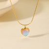 Stainless Steel Mixed Gem Inlaid Heart And Geometric Love Pendant Women's Necklace With Regular Chain And Electroplating Treatment
