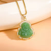 Stainless Steel Mixed Gem Inlay Maitreya Buddha Pendant Necklace With Electroplating