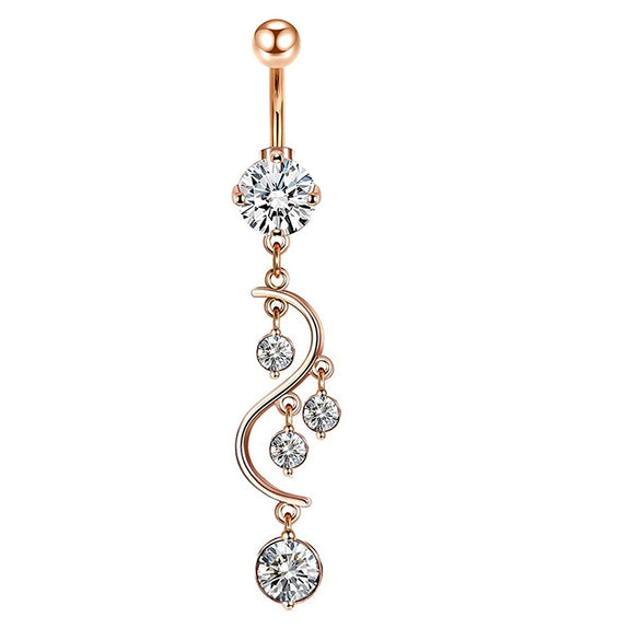 Stainless Steel Mixed Zircon Navel Ring Set With Heart Pattern And Cartoon Style For Body Piercing