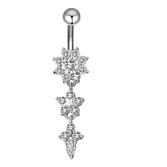 Stainless Steel Mixed Zircon Navel Ring Set With Heart Pattern And Cartoon Style For Body Piercing