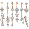Stainless Steel Mixed Zircon Navel Ring Set With Heart Pattern And Cartoon Style For Body Piercing