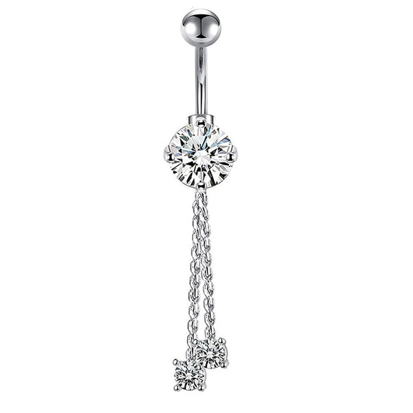 Stainless Steel Mixed Zircon Navel Ring Set With Heart Pattern And Cartoon Style For Body Piercing