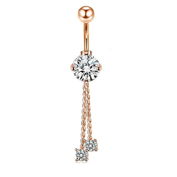 Stainless Steel Mixed Zircon Navel Ring Set With Heart Pattern And Cartoon Style For Body Piercing