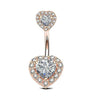 Stainless Steel Mixed Zircon Navel Ring Set With Heart Pattern And Cartoon Style For Body Piercing