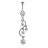 Stainless Steel Mixed Zircon Navel Ring Set With Heart Pattern And Cartoon Style For Body Piercing