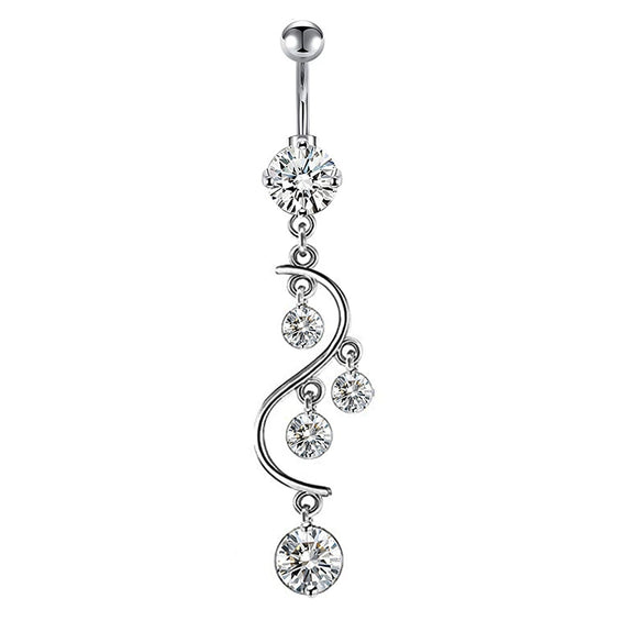 Stainless Steel Mixed Zircon Navel Ring Set With Heart Pattern And Cartoon Style For Body Piercing