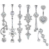 Stainless Steel Mixed Zircon Navel Ring Set With Heart Pattern And Cartoon Style For Body Piercing