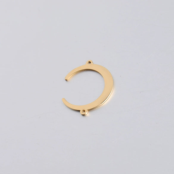 Stainless Steel Moon Crescent And Horn Shape Jewelry Accessories With Double Hole Connection And Fine Polishing