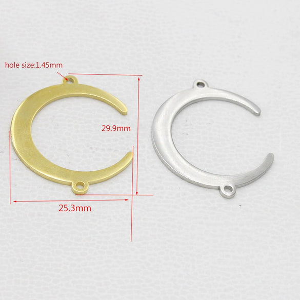Stainless Steel Moon Crescent And Horn Shape Jewelry Accessories With Double Hole Connection And Fine Polishing