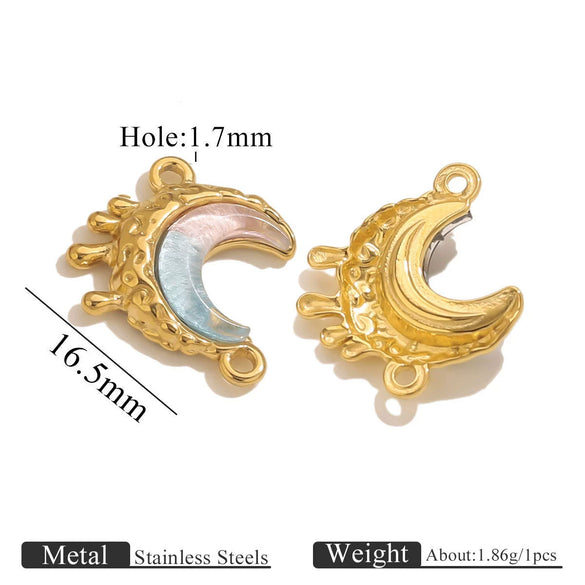 Stainless Steel Moon Shape Pendant Necklace Accessories Electroplated