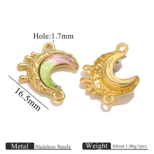 Stainless Steel Moon Shape Pendant Necklace Accessories Electroplated
