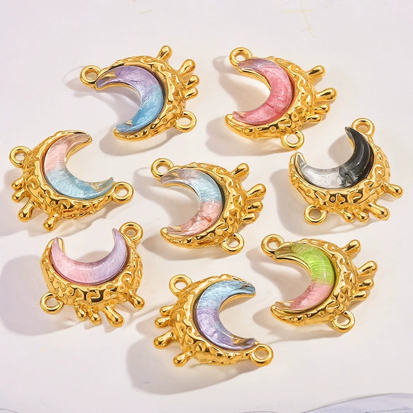 Stainless Steel Moon Shape Pendant Necklace Accessories Electroplated