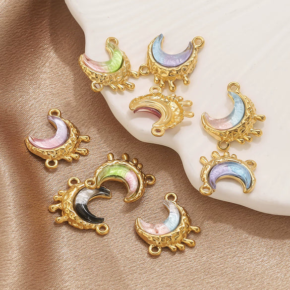 Stainless Steel Moon Shape Pendant Necklace Accessories Electroplated