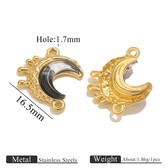 Stainless Steel Moon Shape Pendant Necklace Accessories Electroplated