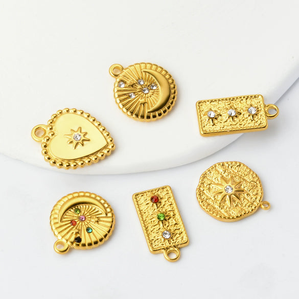 Stainless Steel Moon Star Pendant Jewelry With Electroplating Treatment And Irregular Shape