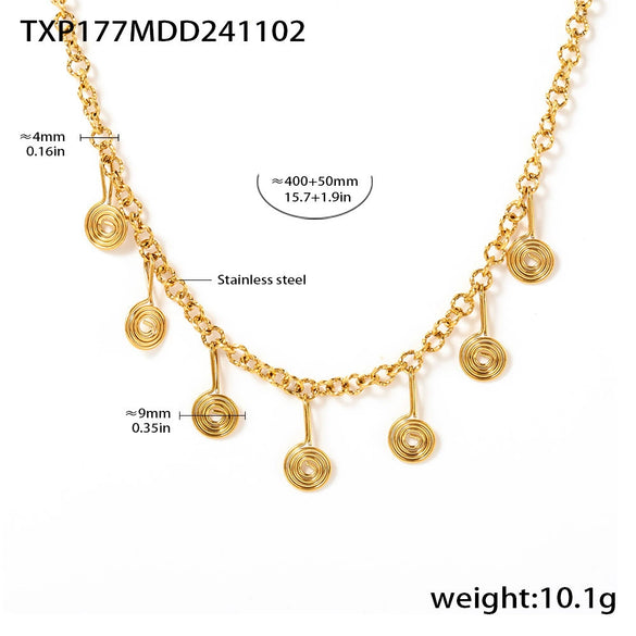 Stainless Steel Mosquito Incense Plate Tassel Jewelry Electroplating Fashion Geometric Women's Earrings Necklace Set